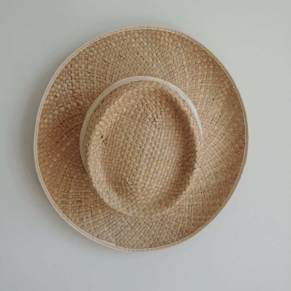 Straw sunhat with brim and faded pastel trim - Picture 4 of 9